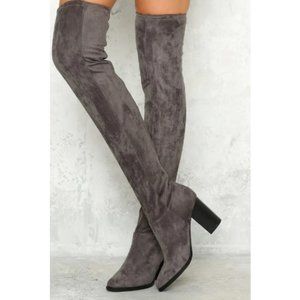 LIPSTIK Tizzy Over-the-Knee Boot in Grey (Hello Molly) SZ 9 BUT FITS LIKE 8~8.5